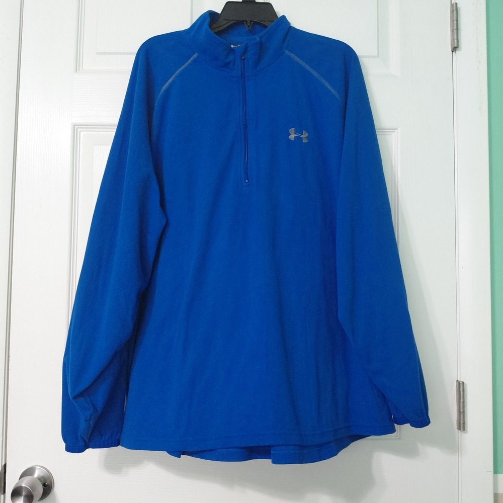 Under Armour Sweatshirt Mens Size XXL Blue Fleece Pullover 1/4 Zip Long Sleeve